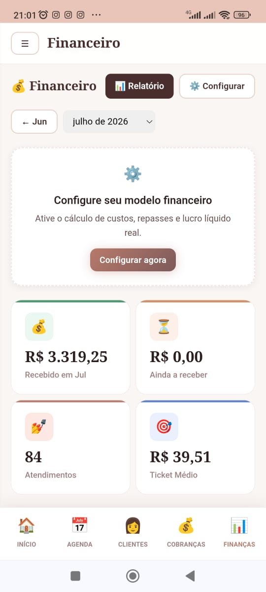 Módulo financeiro do Encaixei — visão geral de relatório e configuração