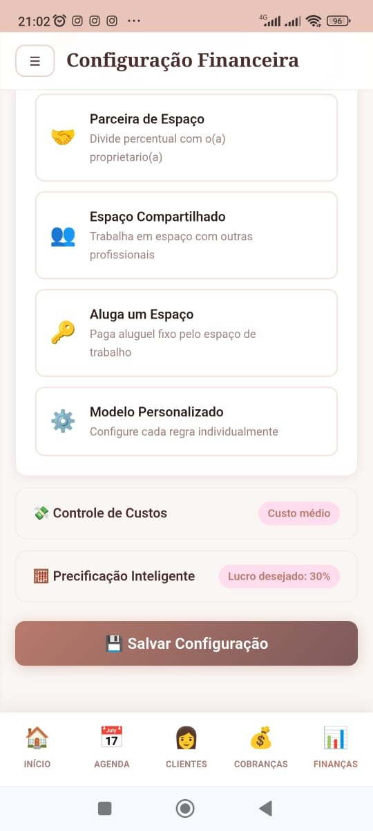 Configuração do modelo financeiro no Encaixei: parceria, espaço compartilhado ou aluguel