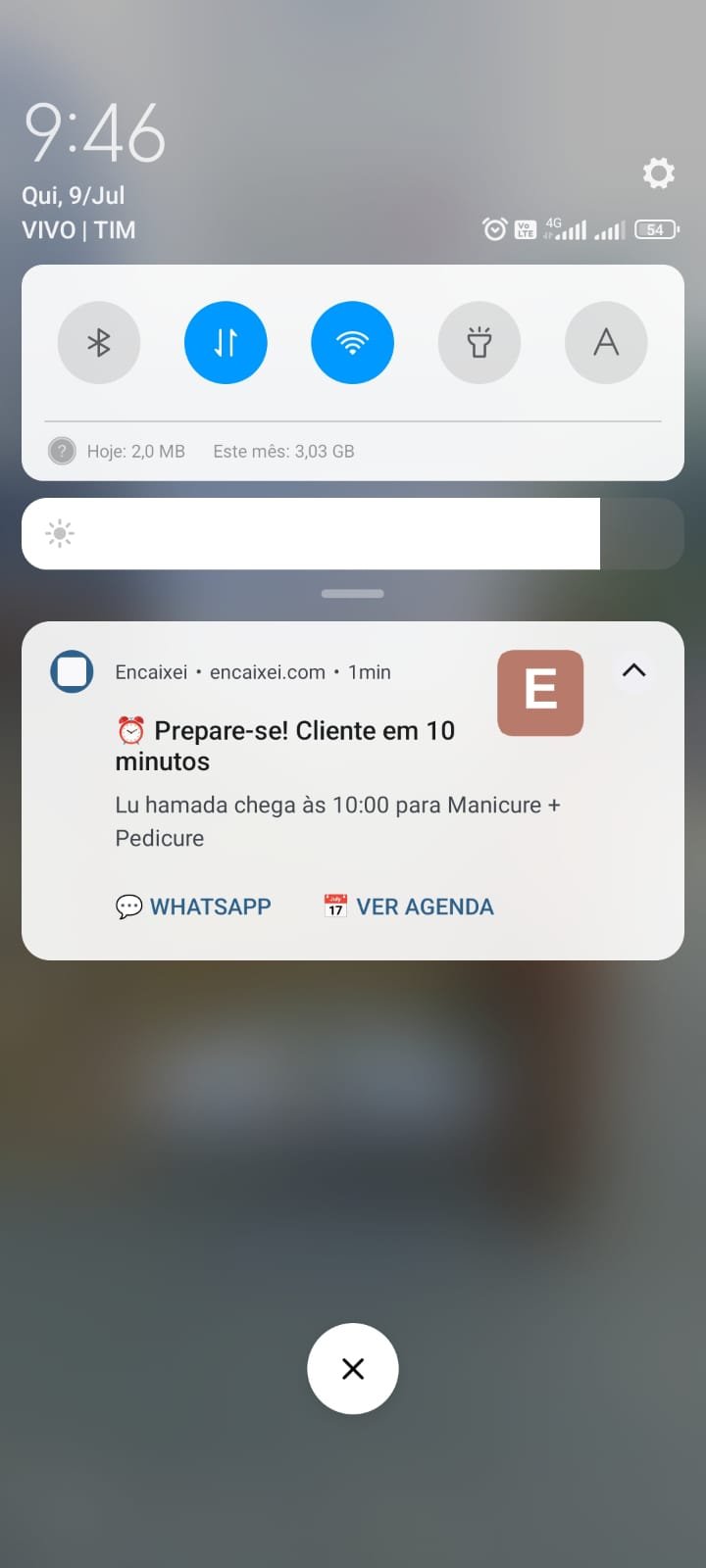 Notificação push: prepare-se, cliente em 10 minutos — Encaixei